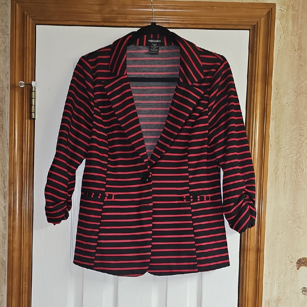 Women's Black and Red Striped Jacket